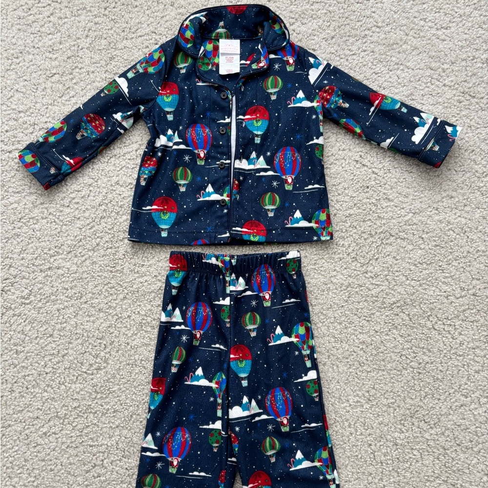 Target Wondershop Navy Hot Air Balloon Toddler Christmas Pajamas Size 2T